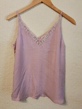 Mossimo Dusty Rose Pink Satin Lace Trim Cami Top Sz XS